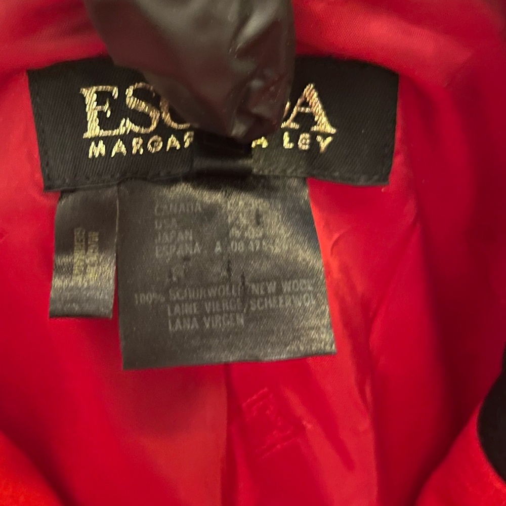 Escada Red Blazer with Black Trim and Gold Buttons - Picture 9 of 10